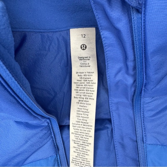 Lululemon Down For It All Jacket Winter Coat Pipe Dream Blue Size 12 NWT - Picture 11 of 16